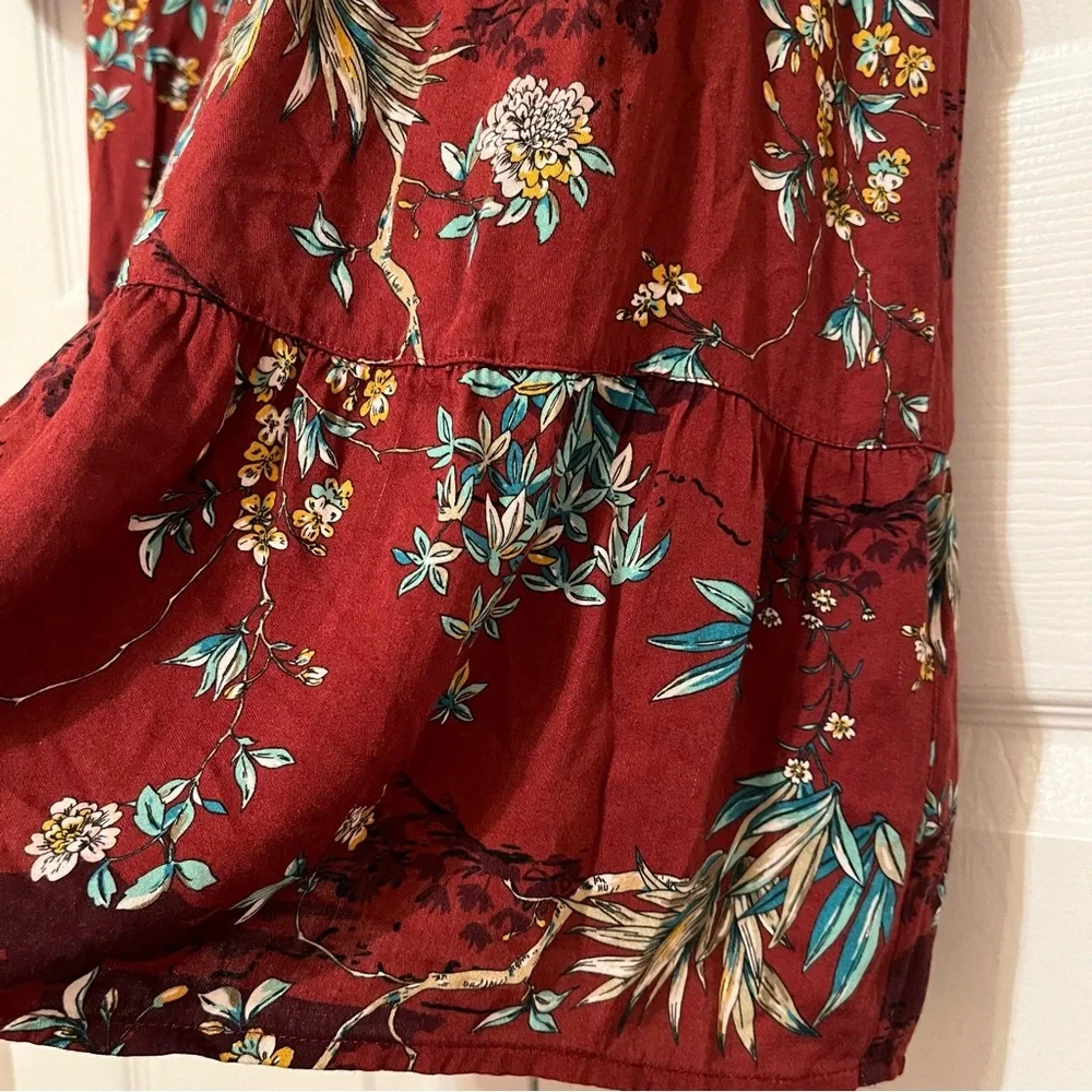 Johnny Was Workshop Dress XS Boho Loose Fit Effortless Tunic Bordeaux Velvet Red - Picture 6 of 9